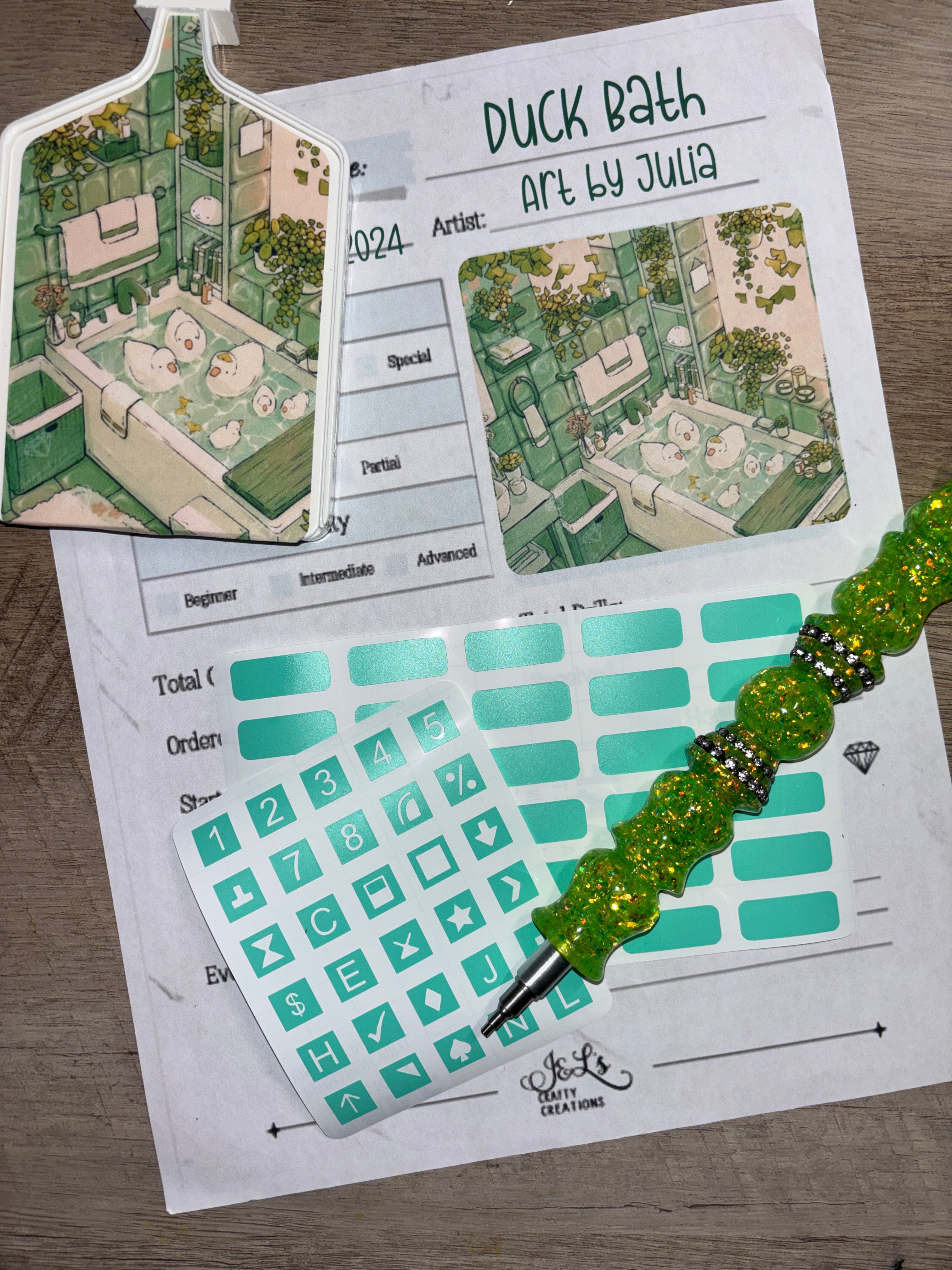 Diamond Painting Symbol Stickers: DAC Duck Bath By Art By Julia