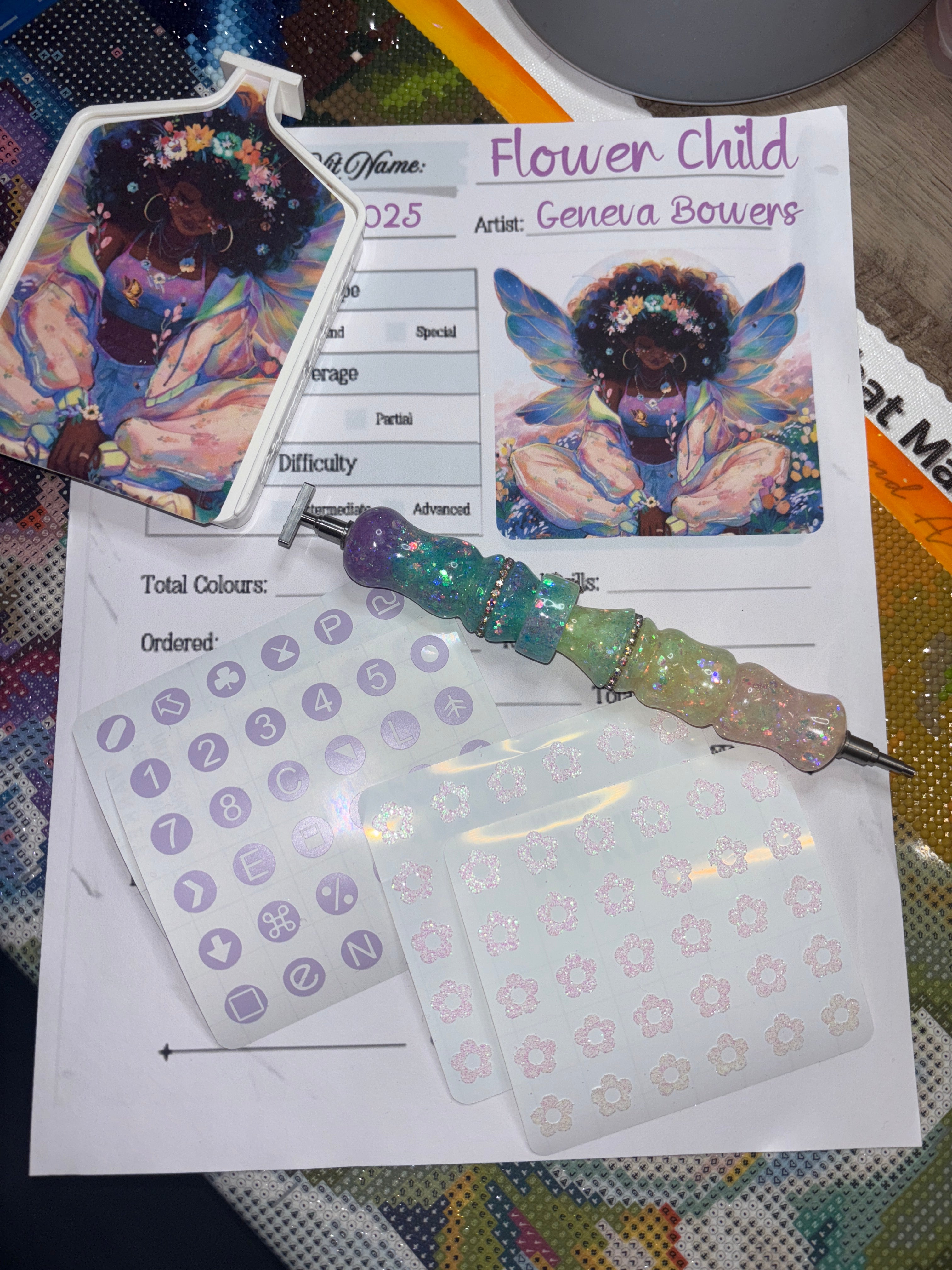 Diamond Painting Symbol Stickers: DAC Flower Child By Geneva Bowers