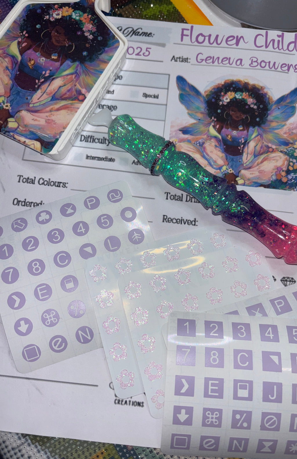 Diamond Painting Symbol Stickers: DAC Flower Child By Geneva Bowers