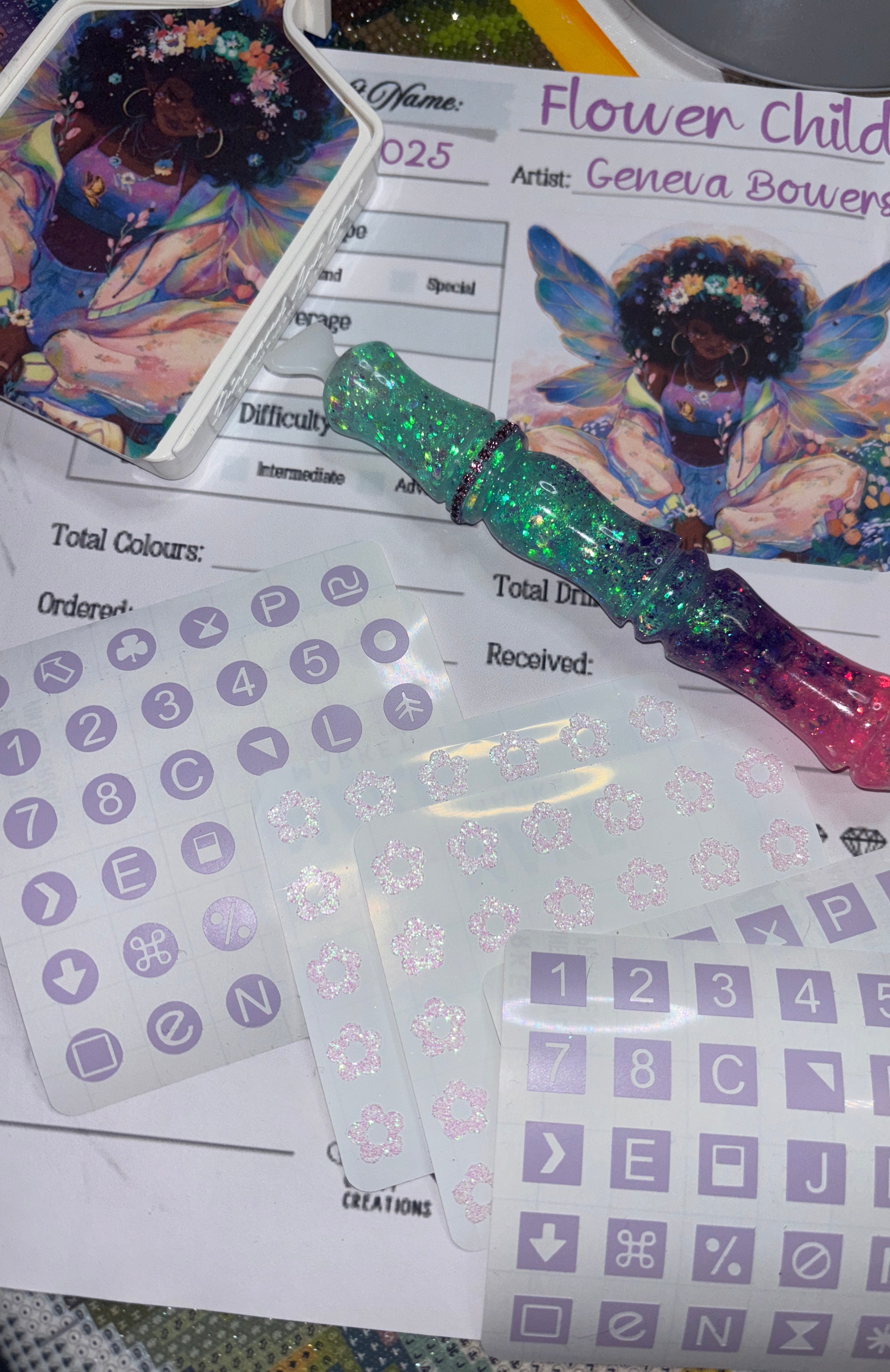 Diamond Painting Symbol Stickers: DAC Flower Child By Geneva Bowers