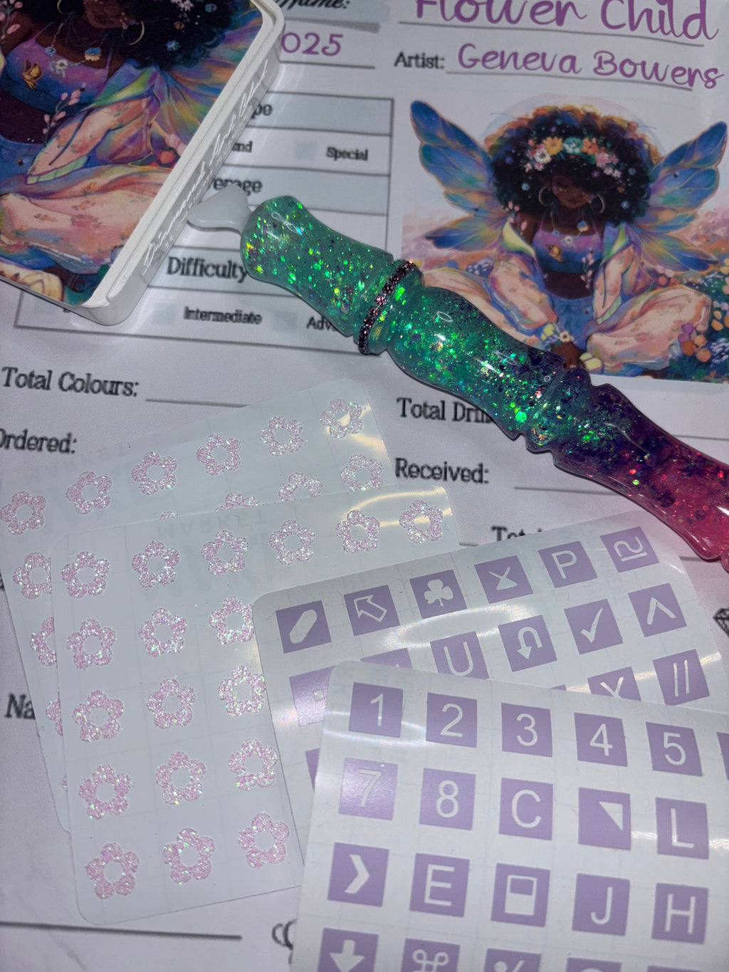 Diamond Painting Symbol Stickers: DAC Flower Child By Geneva Bowers