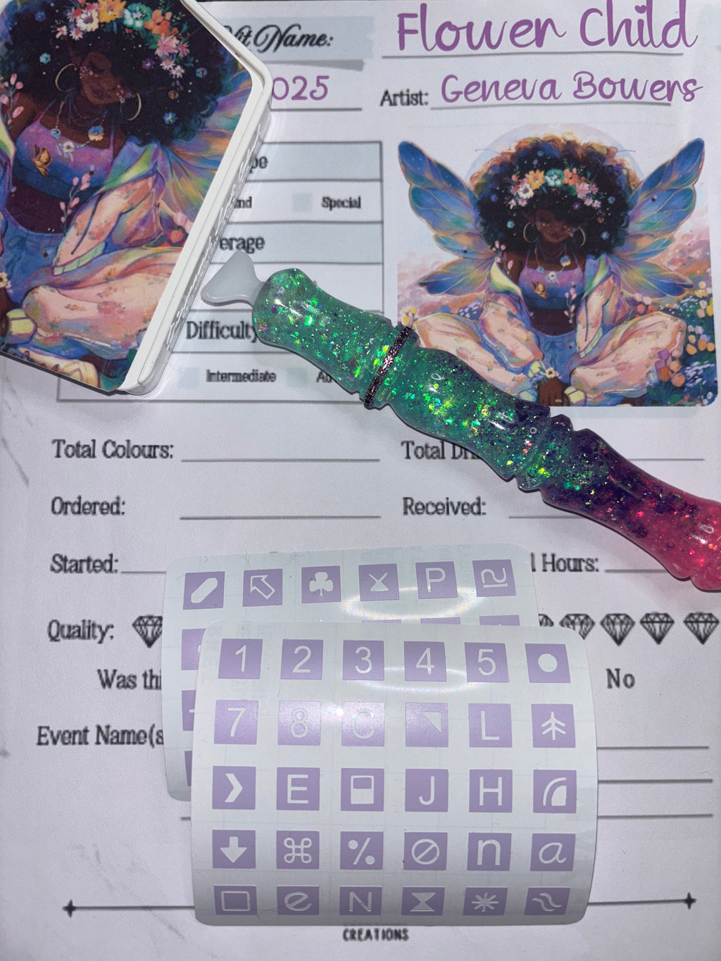 Diamond Painting Symbol Stickers: DAC Flower Child By Geneva Bowers