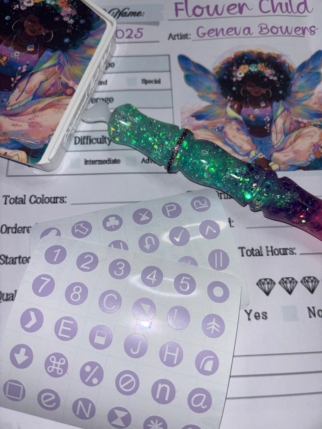 Diamond Painting Symbol Stickers: DAC Flower Child By Geneva Bowers