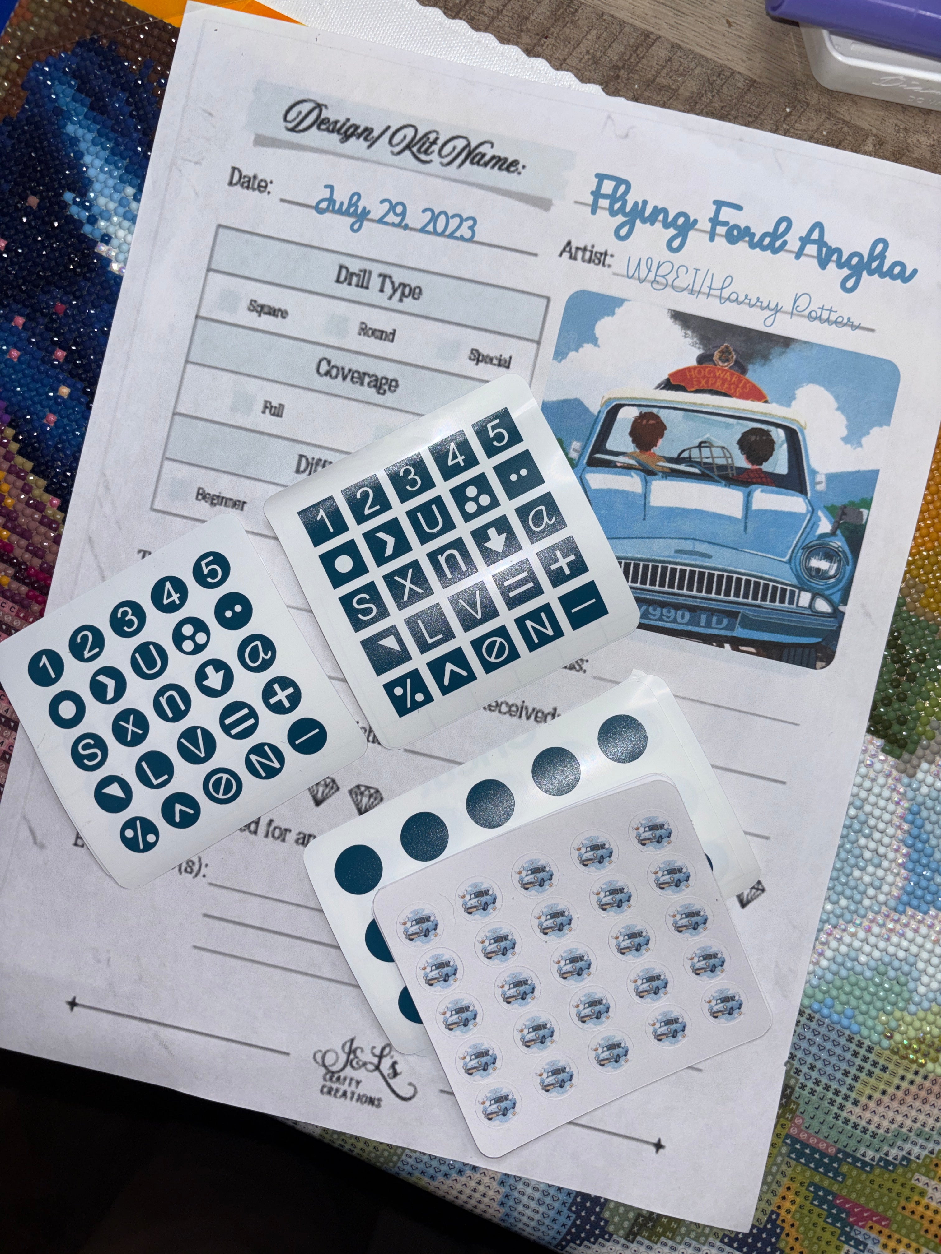 Diamond Painting Symbol Stickers: DAC Flying Ford Anglia by WBEI/Harry Potter