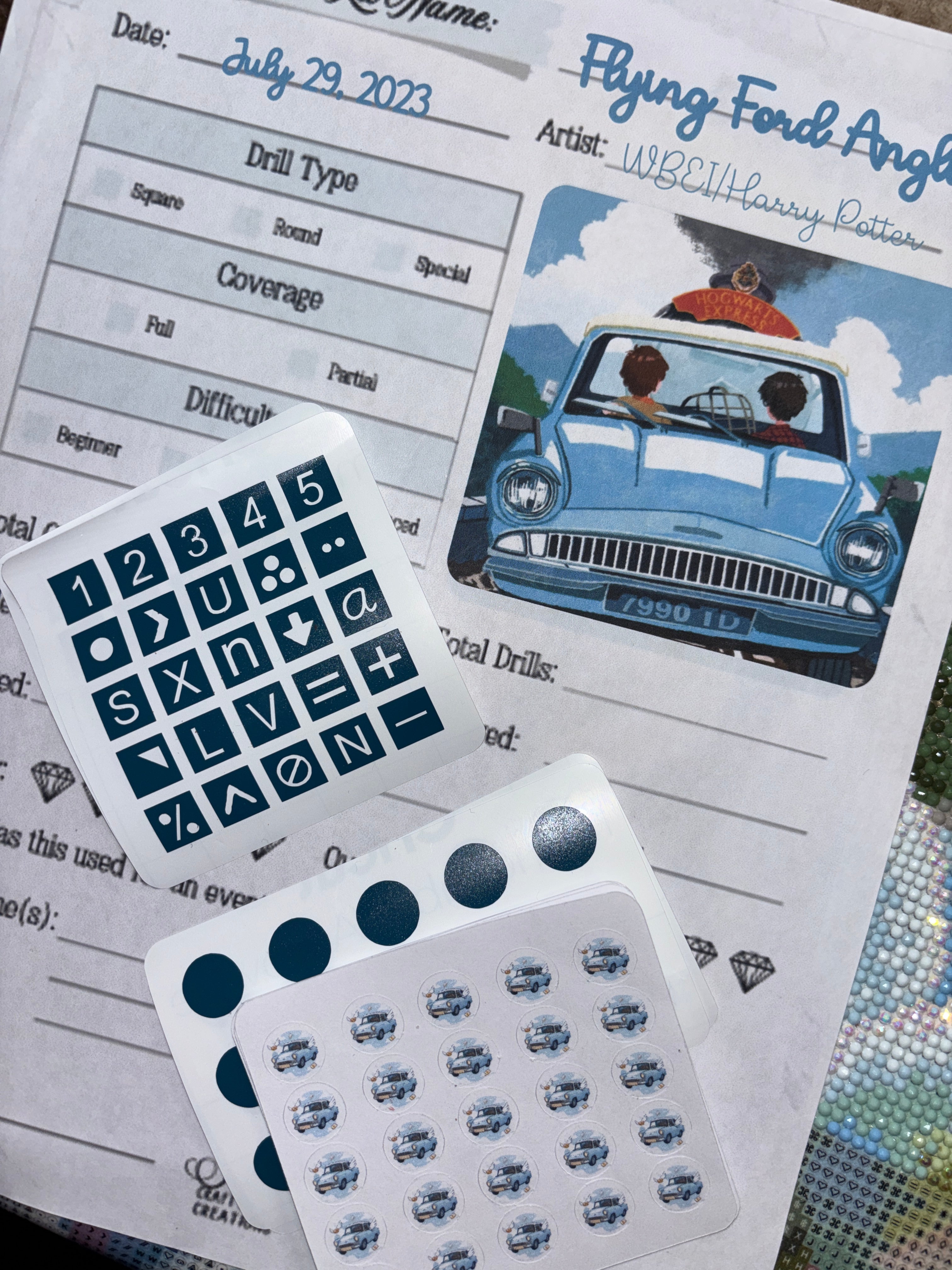 Diamond Painting Symbol Stickers: DAC Flying Ford Anglia by WBEI/Harry Potter