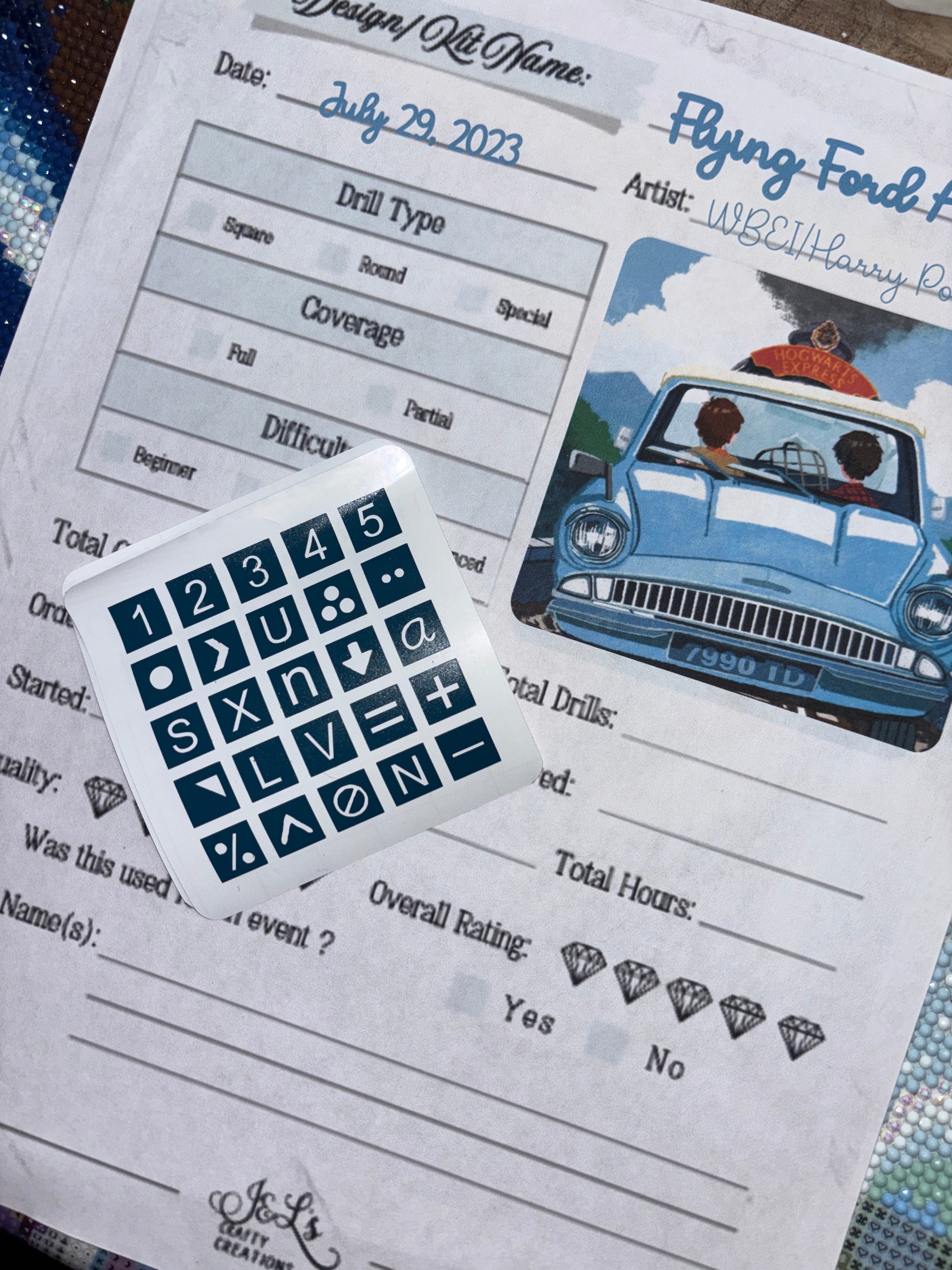 Diamond Painting Symbol Stickers: DAC Flying Ford Anglia by WBEI/Harry Potter