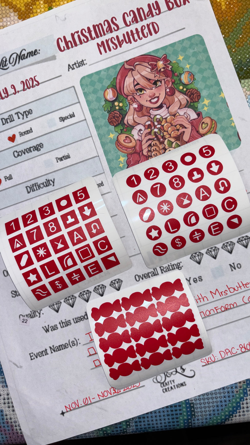 Diamond Painting Symbol Stickers: DAC Christmas Candy Box By MrsbutterD