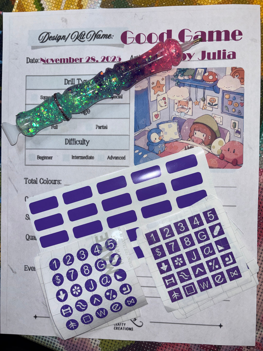 Diamond Painting Symbol Stickers: DAC  Good Game By Art By Julia