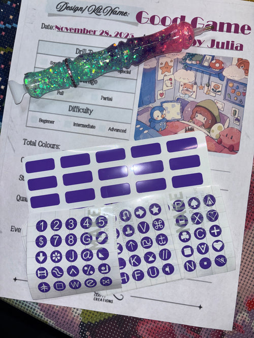 Diamond Painting Symbol Stickers: DAC  Good Game By Art By Julia