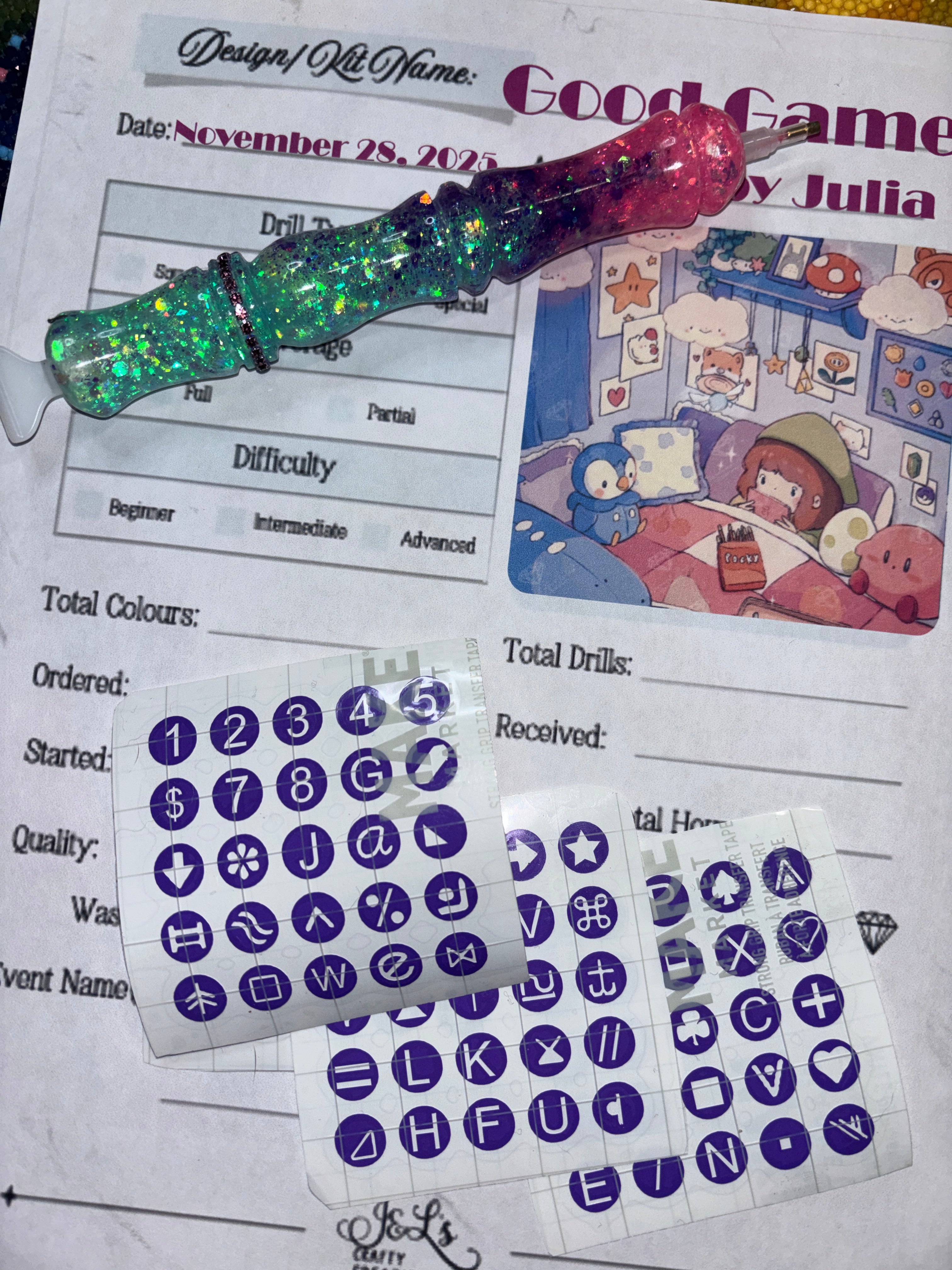 Diamond Painting Symbol Stickers: DAC  Good Game By Art By Julia