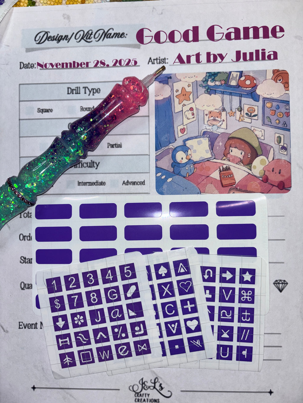 Diamond Painting Symbol Stickers: DAC  Good Game By Art By Julia