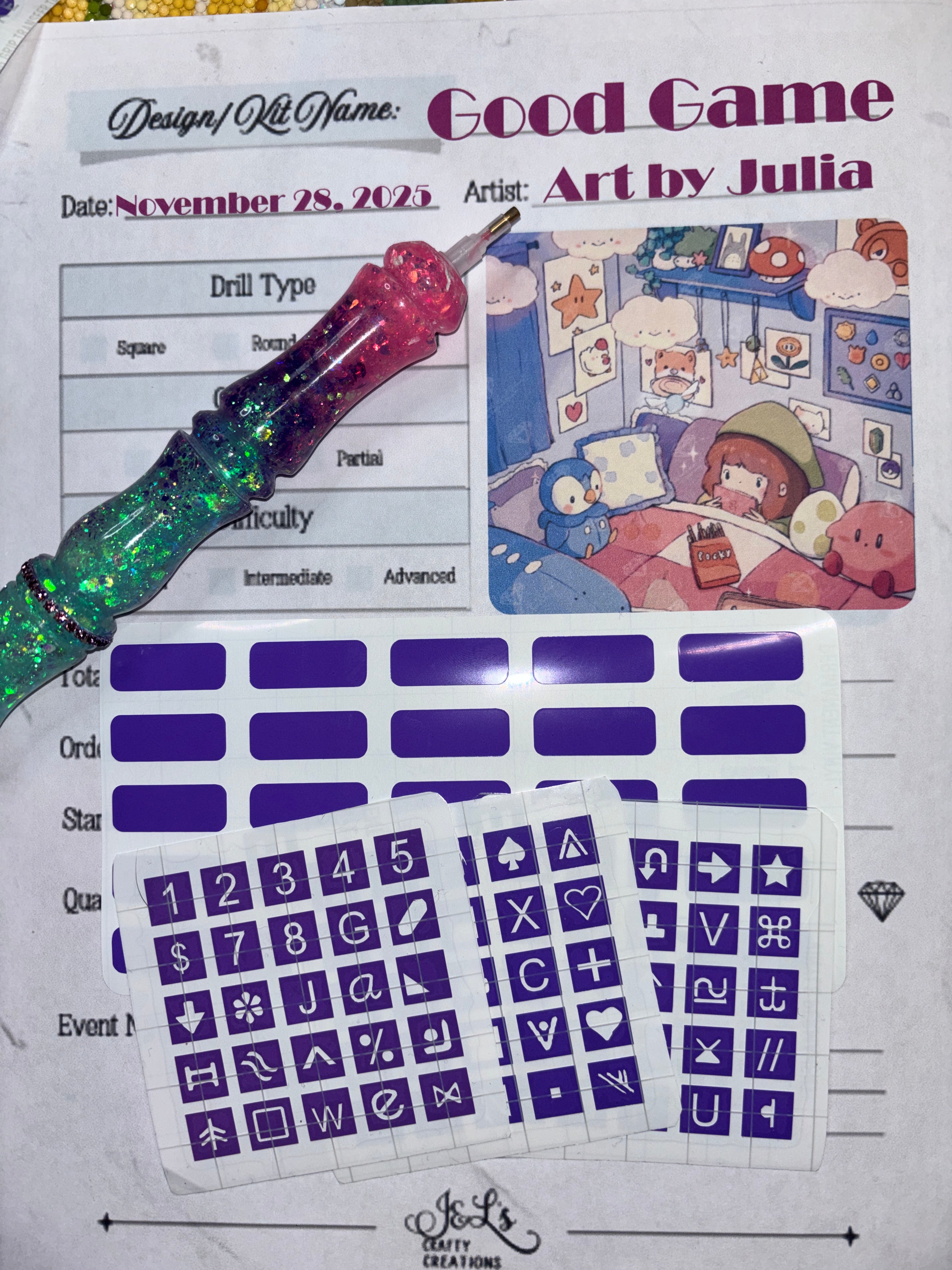 Diamond Painting Symbol Stickers: DAC  Good Game By Art By Julia